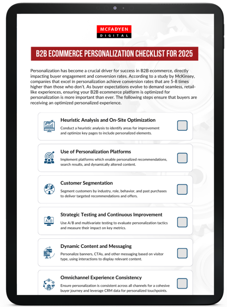 B2B Ecommerce Personalization Checklist for 2025 on Tablet B2B Ecommerce Personalization Checklist for 2025 on Tablet